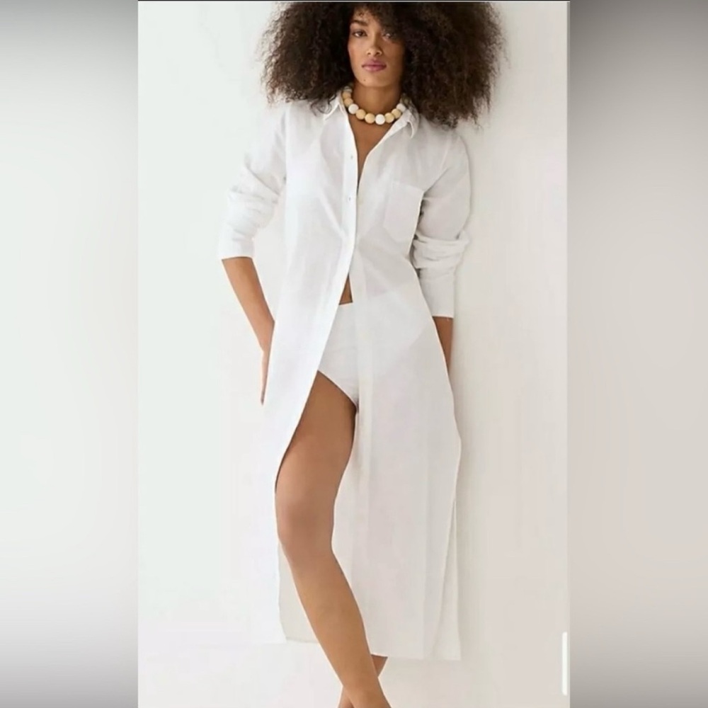 J. Crew maxi linen shirt dress/coverup